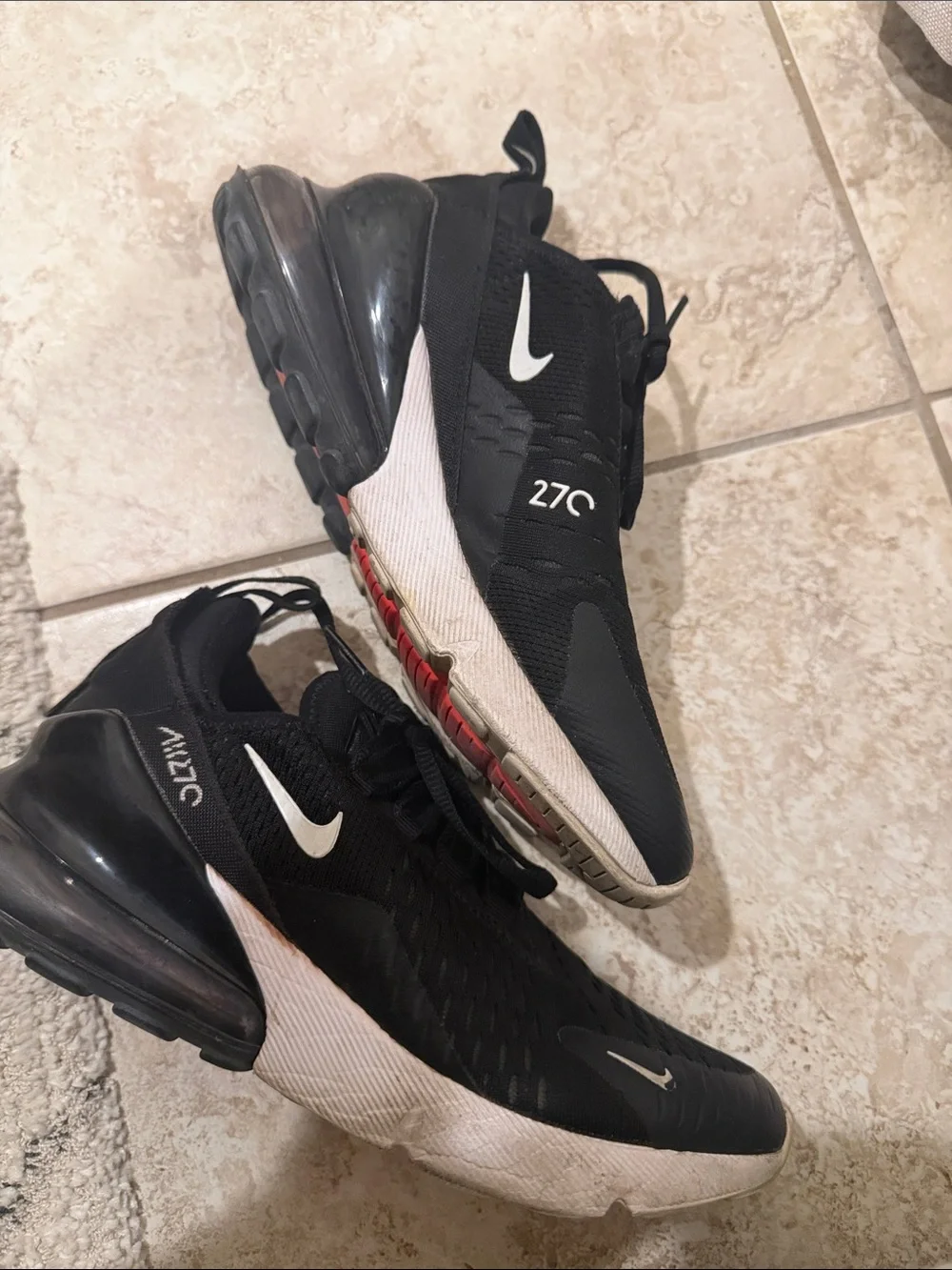Nike Black and White Air Max 270 Athletic Sneakers